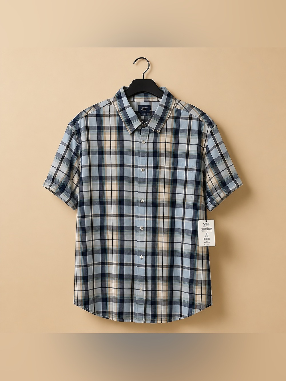 George 3XL Commuter SS Plaid Check Button Down Short Sleeve Shirt